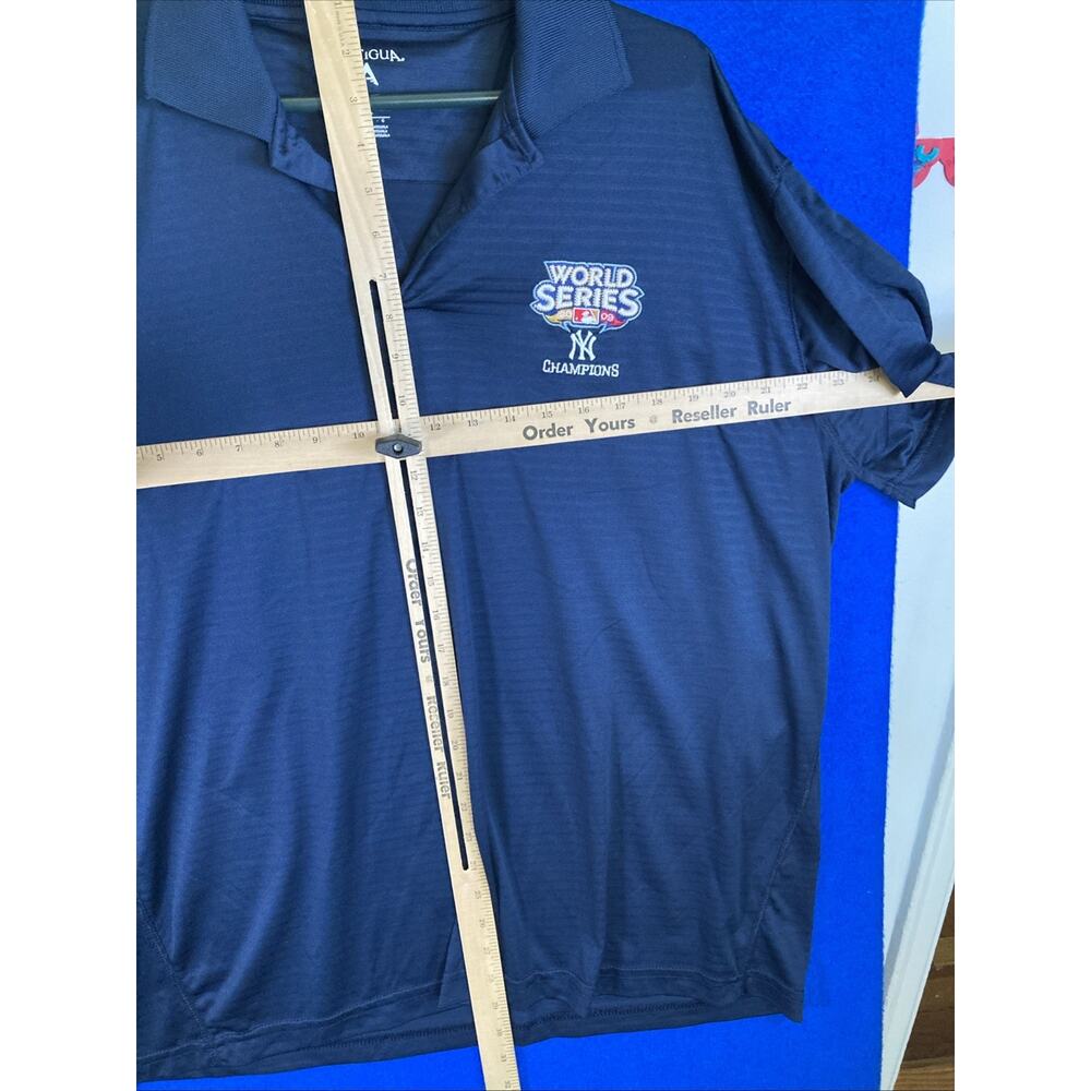New York Yankees 2009 World Series Champions Antigua Polo Shirt Men's Large Blue - Picture 7 of 14